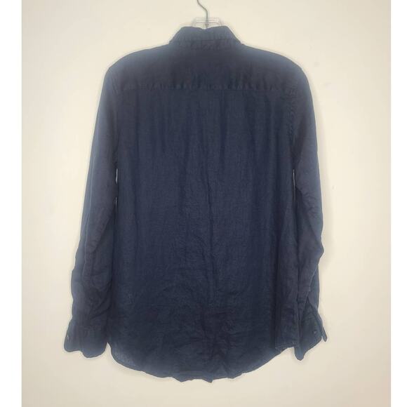 Ralph Lauren LRL navy blue linen long sleeve button down shirt - small - Picture 3 of 4